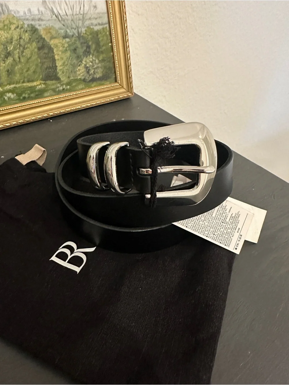 NEW Banana Republic Women’s S Angolo Leather Belt Black with Silver Buckle